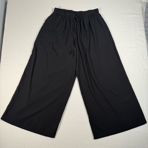 Cider Pants - Cider Black Wide Leg Palazzo Pants Drawstring Waist OXL Plus Size Minimal‎ Work